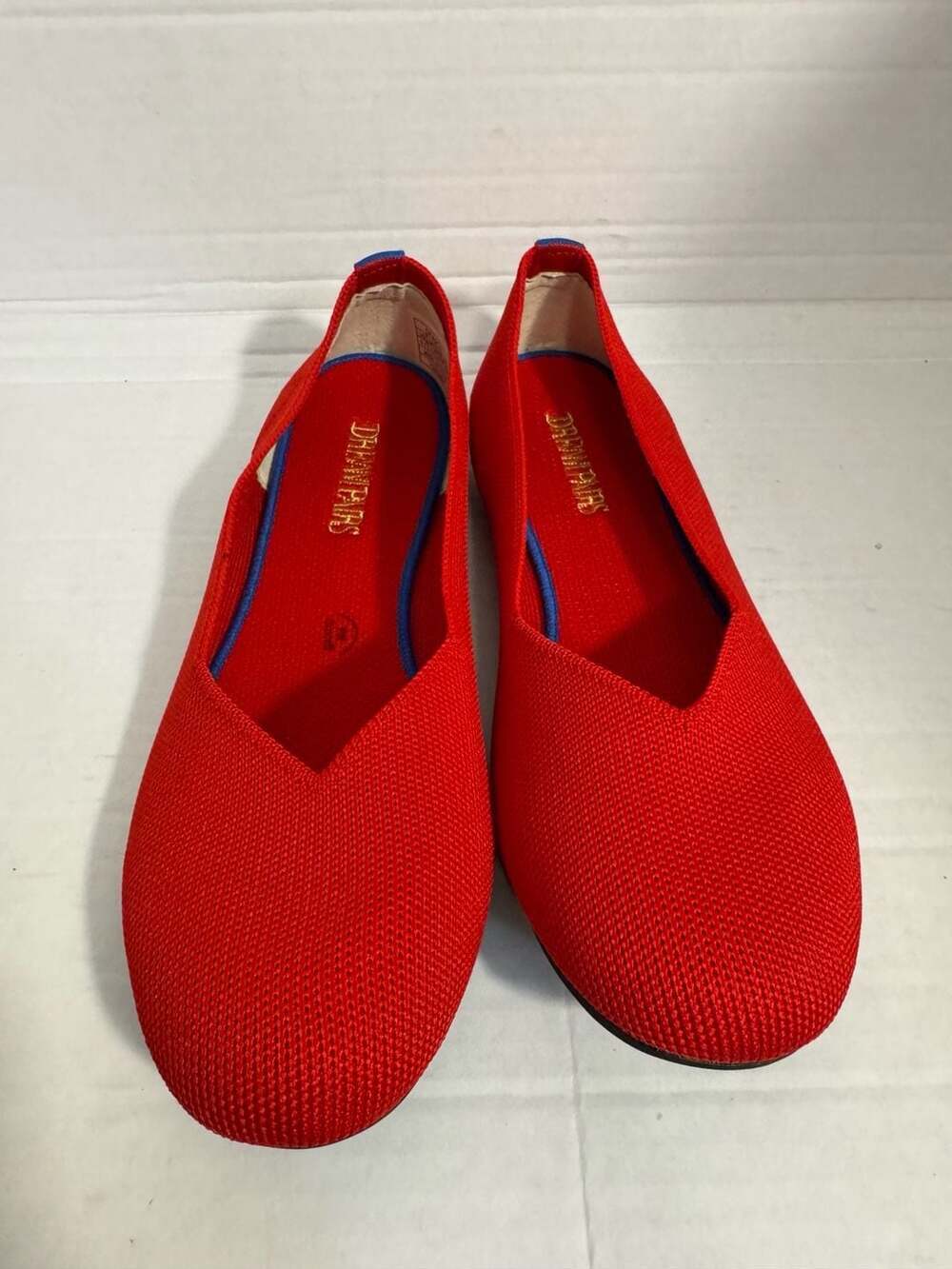 DREAM PAIRS Women's Red Knit Ballet Flats Round Toe Slip On Walking Shoes Size 6